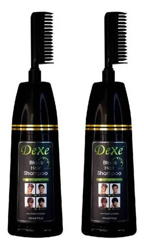 Tinte Shampoo Negro Con Peine Sin Amoniaco 200 Ml (2 Unid)