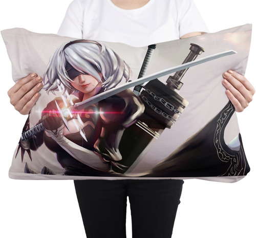 Cojin Almohada Yorha2b Con Katana Nier Automata Diseño Unico Color Yorha Diseño De La Tela Lisa