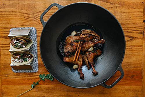 Wok De Hierro Fundido Con Asas De Bucle 14 Pulgadas Black