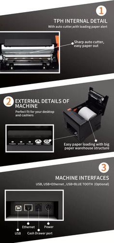 Impresora De Ticket Térmica Comandera 80mm Usb+lan+bt Negro