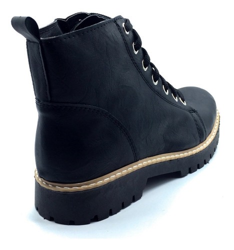 Imagen 4 de 9 de Borcegos Mujer Botas Cordones Caña Media Negros Livianos