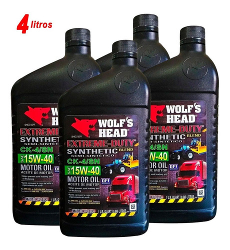 Aceite 15w40 Semi-sintetico Wolfs Head Made In Usa 4 Litros