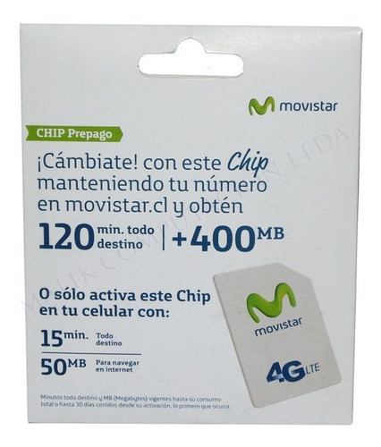 Pack 10 Chips Movistar 15min 50mb Prepicado Sim Micro Nano