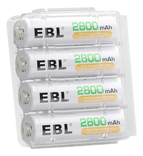 4 X Pilas Recargables Aa - Ni-mh - 2800mah Ebl Original 