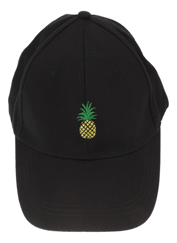 Gorra De Béisbol De Sarga De Algodón Con Bordado De Piña Neg