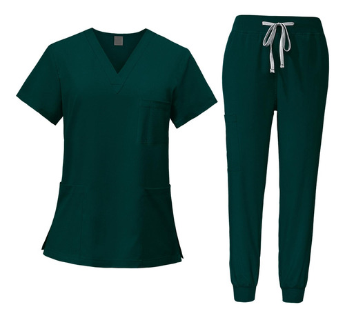 Conjunto De Ropa Para Mujer, Traje De Enfermería - Escote