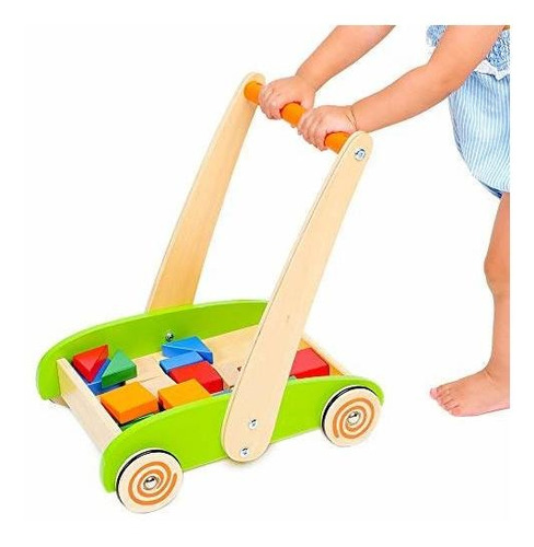 Yula Baby Walker Wagon Con Bloques De Construcción, Empuje Y