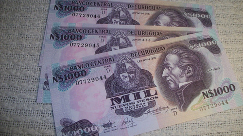 Billetes Antiguos De 1000 Con Numeración Consecutiva 3 X 400