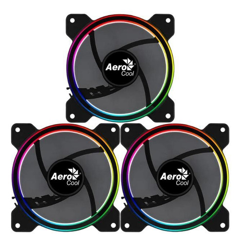 Kit 3 Cooler Fan Saturn 12 Frgb Fixa Preta Aerocool