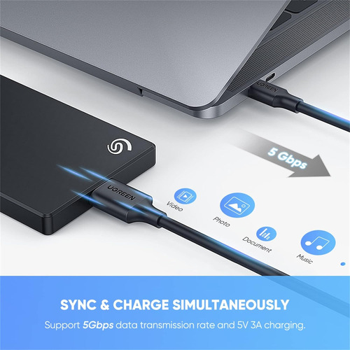 Cable Ugreen Usb C A Usb 3.0 Micro B, Carga Rápida Y Sincron