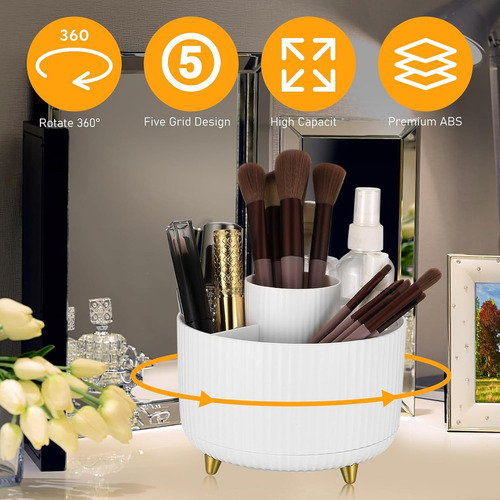 Organizador De Cosméticos Giratorio De Plástico Blanco