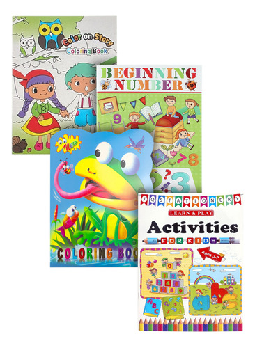 3pz Libro Actividad Ingles Aprende Numeros Colorear Infantil