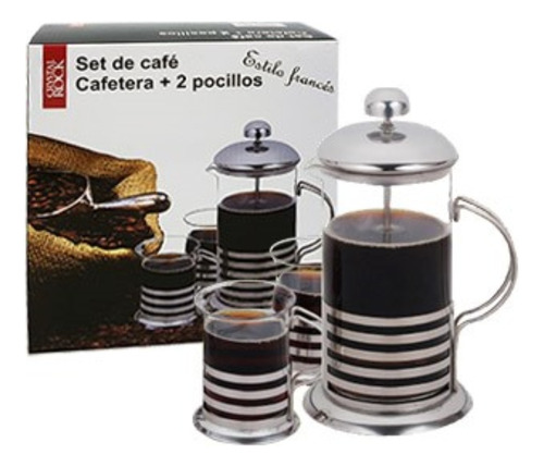 Set Cafetera 350ml + 2 Jarros 200ml Base Acero Crystal Rock