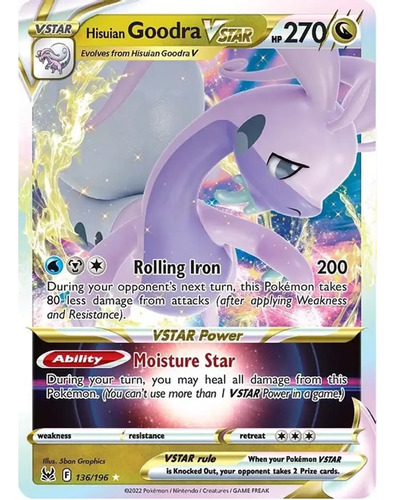 Carta Pokemon Swsh 136/196 Hisuian Goodra Vstar Inglés