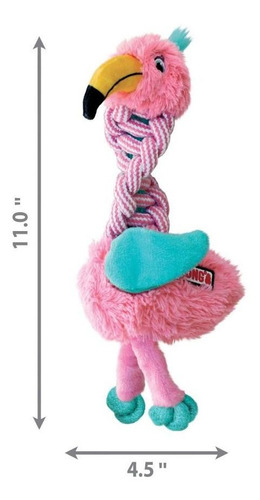 Flamingo Kong Knots Squeaks Juguete Chico Para Perro Color Rosa