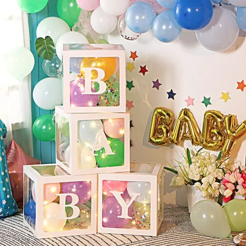 141 PCS Baby Shower Cajas Decoraciones de fiesta Bloques de bebé