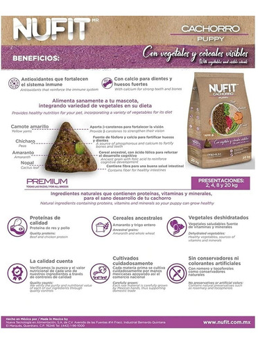 Imagen 4 de 5 de Alimento Croquetas Para Perro Cachorro Nufit By Nupec 4 Kg