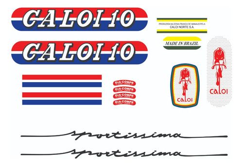 Adesivos Caloi 10 Sportíssima 1976 - Junior_sbs