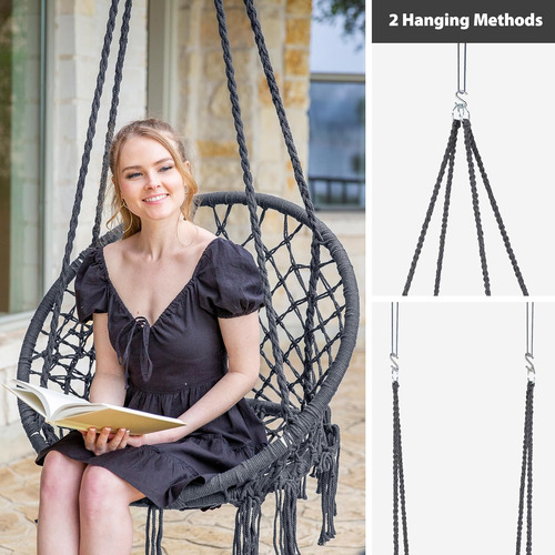 Hamaca Columpio De Macramé Con Cuerda De Algodón For Jardín