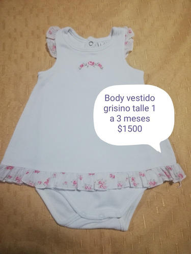 Body Vestido Grisino Talle 1 A 3 Meses $1500