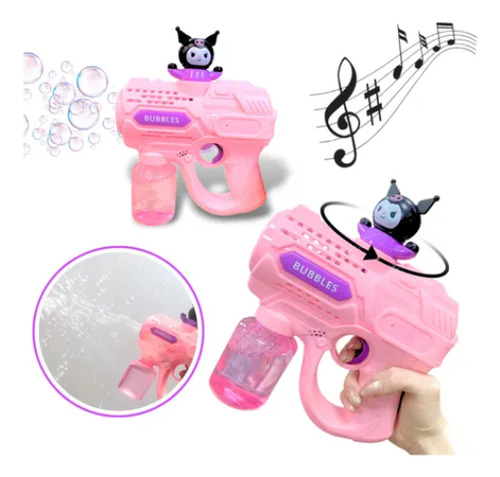 Burbujero Pistola Kuromi Con Música Led Movimiento P/fiestas Kuromi