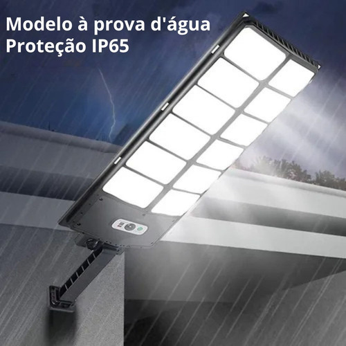 Luminária Solar Holofote Poste Refletor 504 Led 600w Potente Estrutura Preto