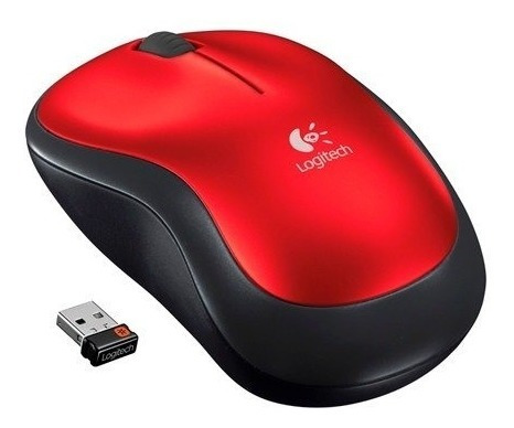 Mouse Logitech M185 Inalambrico Conector Nano Rojo