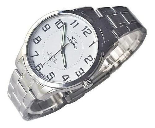 Reloj Montreal Me150 Hombre Malla Acero Sumergible 30 Mts