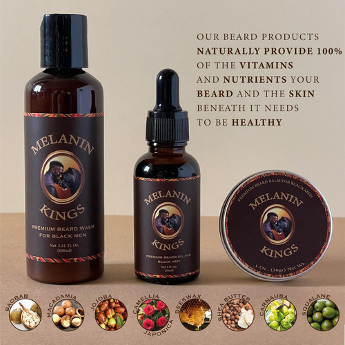 Melanin Kings Kit De Aseo De Barba Para Hombres - Fórmulas C