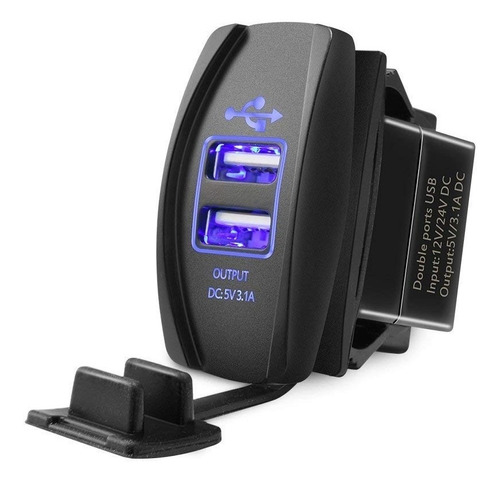 Cargador Toma Usb Doble Voltimetro Auto Utv 12/24v P/embutir