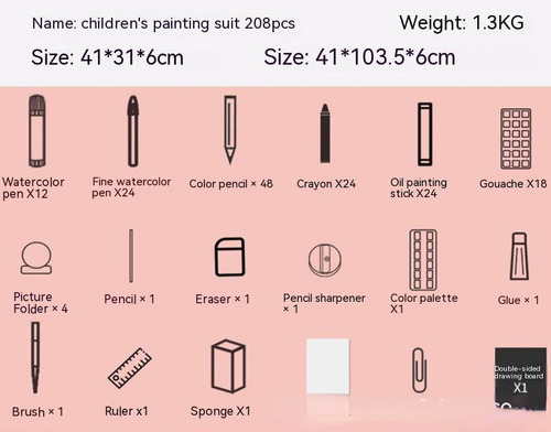 Set De Pintura Infantil De 208 Piezas, Set Multiusos