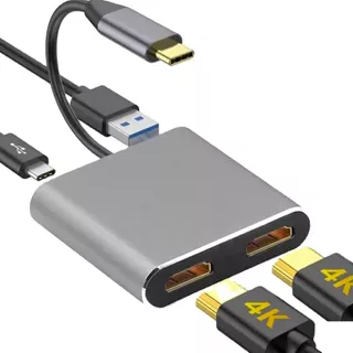 Hub Usb C 2x Hdmi + Usb 3.0 Aluminio Premium