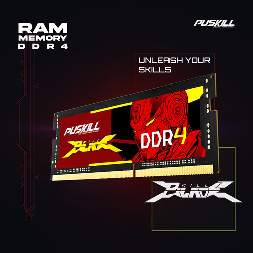 Memoria Ram Puskill Killblade Para Portátil Gamer, Ddr4, 8 G