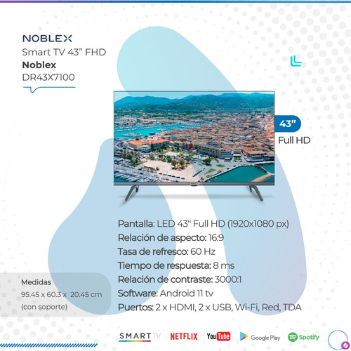 Imagen 2 de 10 de Smart Tv Noblex 43 Fhd Android Tv 220v Dr43x7100