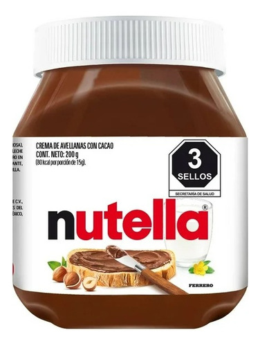 2 Pza Crema De Avellanas Nutella Con Cacao 200 G