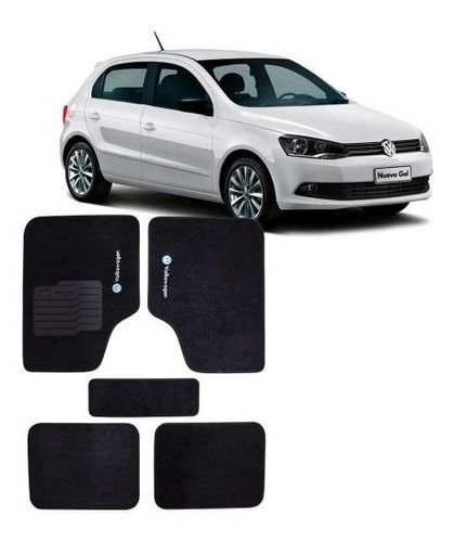 Tapete Carro Carpete Bordado Preto Volkswagen Gol G6 Todos