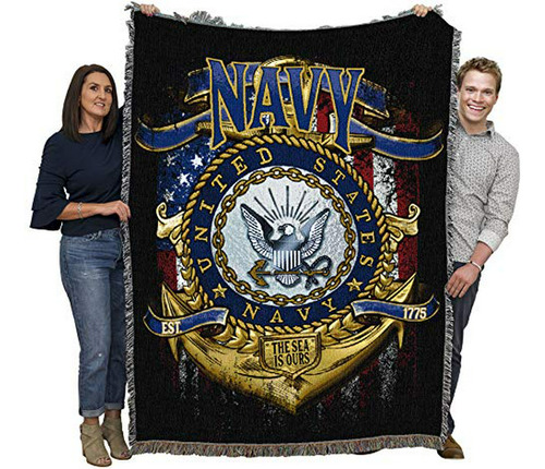 Manta Us Navy Strong, Regalo Militar Tejida De Algodón