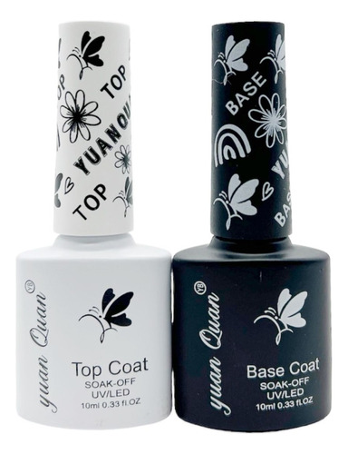 Kit Base Coat + Top Coat Para Uñas Uv Gel 10ml