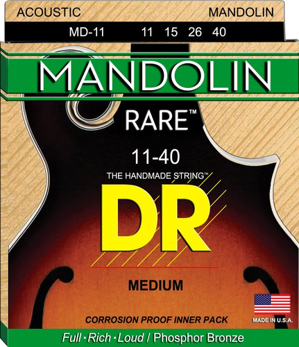 Cuerdas Dr Para Mandolina 11/40 Rare Md-11 Phosphor Bronze