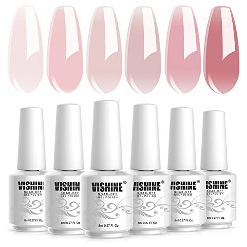 Vishine Nude Juego De Esmaltes En Gel Traslúcidos, Color Pie