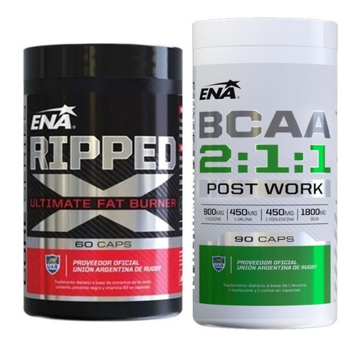 Bcaa 2.1.1 90 Caps + Burn Hd 60 Cap Ena Sport Amino Quemador