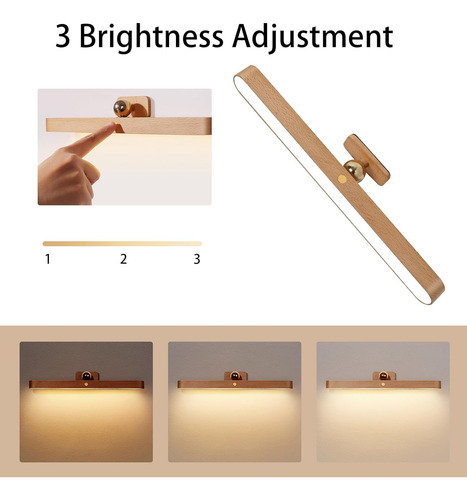 Lámpara De Pared Led De Madera, Giratoria De 360° Y Magnétic