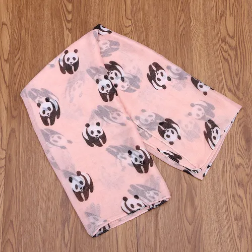 Zx Bufanda Casual De Gasa Rosa Con Diseño De Panda For Mujer