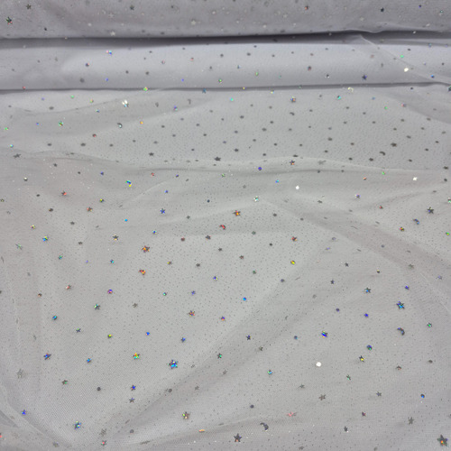 Tela Por Metro Tul Con Fantasia Tornasol 1.4m Ancho Blanco