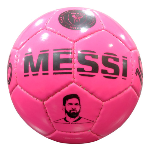 Pelota De Fútbol Messi Inter Miami Rosa Nº 5 Costura A Mano
