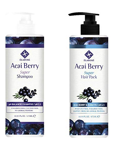 Elabore Acai Berry Super Hair Pack & Shampoo Set 16.06fl.oz.