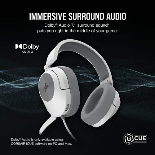 Imagen 7 de 10 de Auricular Gamer Corsair Hs55 Surround Blanco 7.1 Pc Ps Xbox