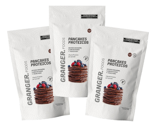 Pack X3 Pancakes Proteina Cacao 1200gr Granger Cacao