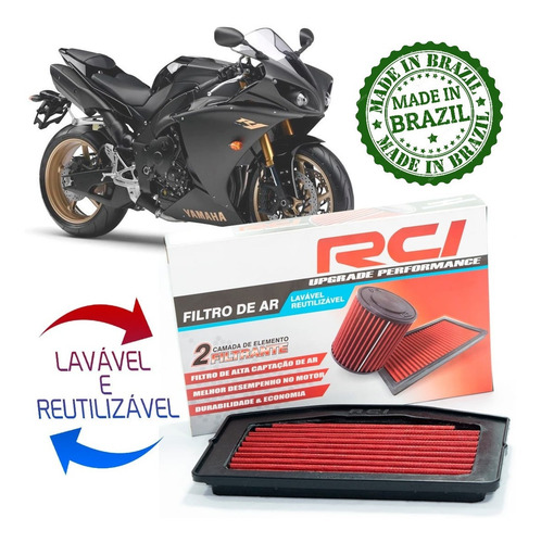 Imagem 2 de 5 de Filtro Ar Esportivo Rci 25 R1 2009 2010 2011 2012 2013 2014