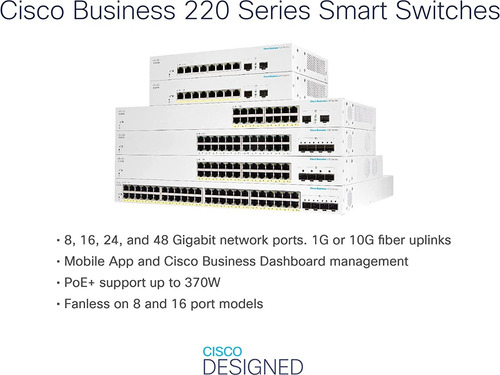 Cisco Business Cbs220-8t-e-2g Smart Switch